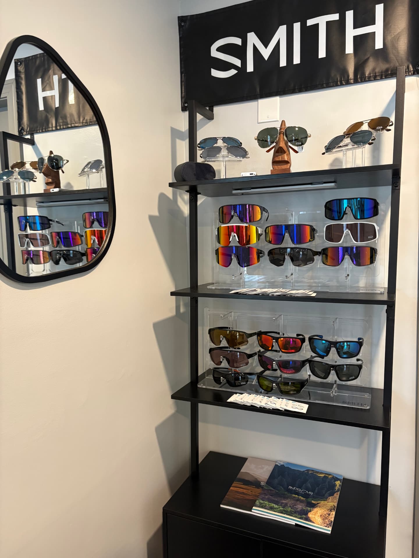 Suncloud and Smith sunglasses display rack at the KOGO shop