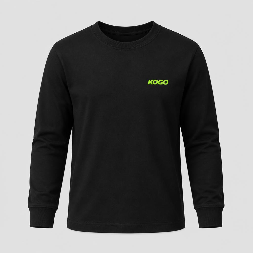 KOGO Children's Long Sleeve Shirt in Black — Front view